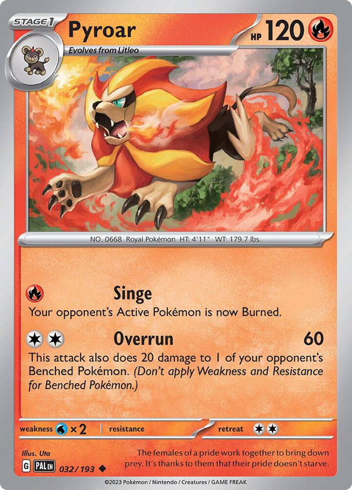 Pyroar 032/193, Paldea Evolved Pokémon card