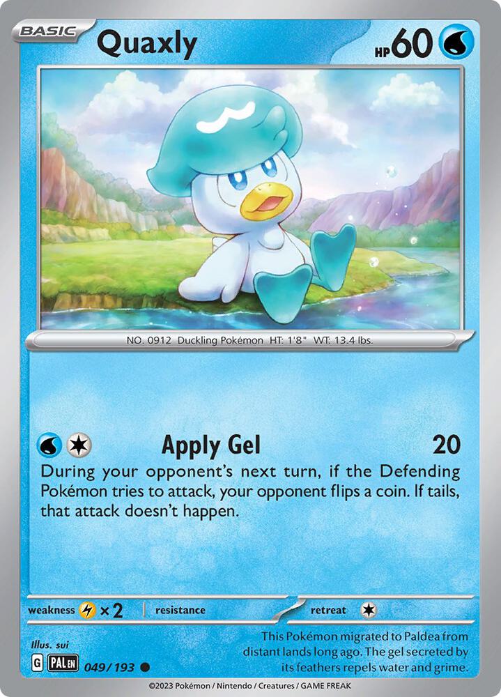 Quaxly 049/193, Paldea Evolved Pokémon card