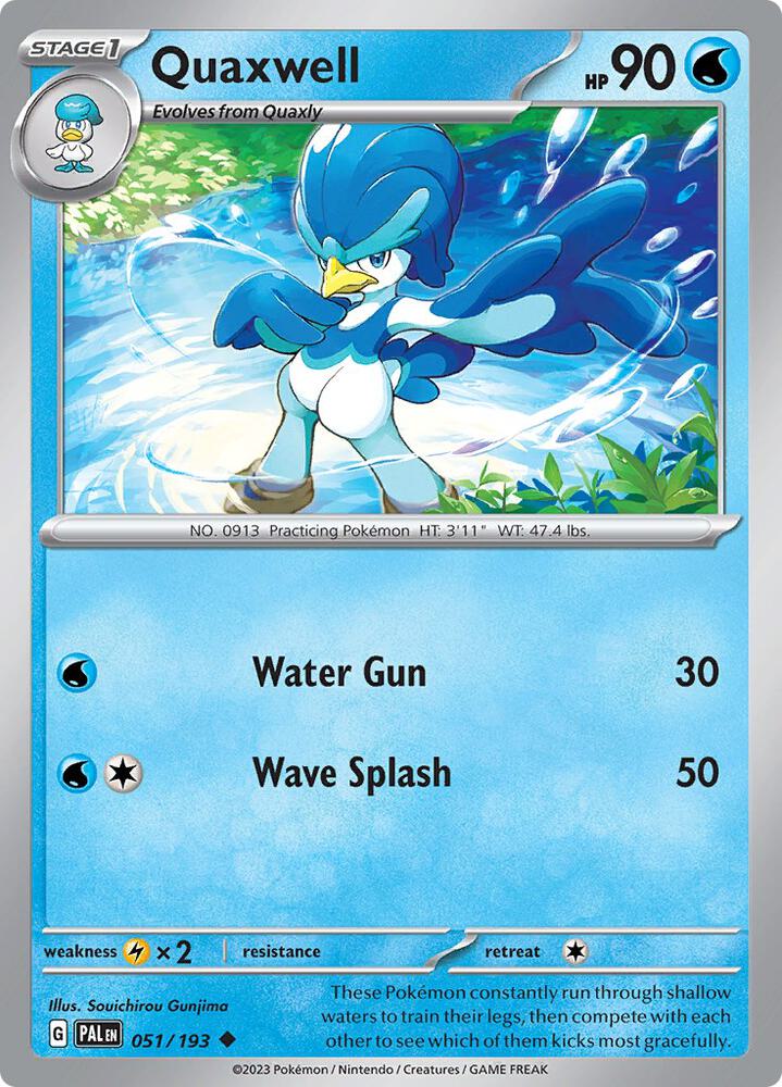 Quaxwell 051/193 Reverse Holofoil, Paldea Evolved Pokémon card