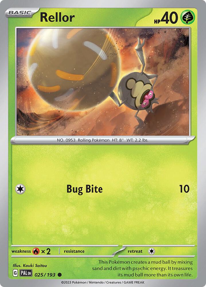 Rellor 025/193 Reverse Holofoil, Paldea Evolved Pokémon card