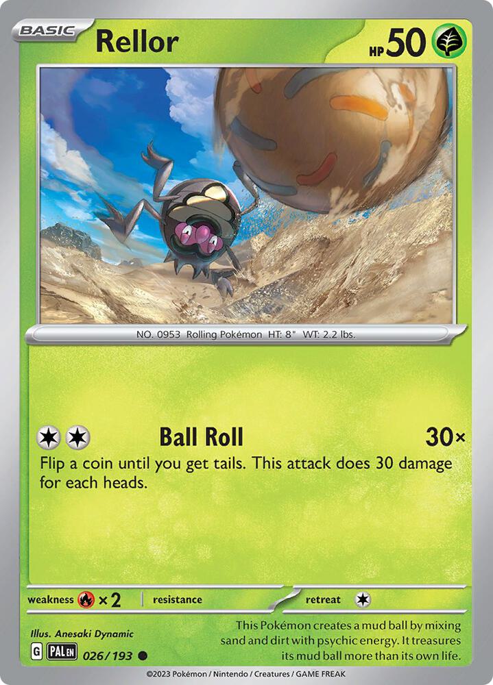 Rellor 026/193 Reverse Holofoil, Paldea Evolved Pokémon card