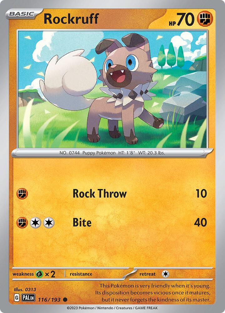 Rockruff 116/193, Paldea Evolved Pokémon card
