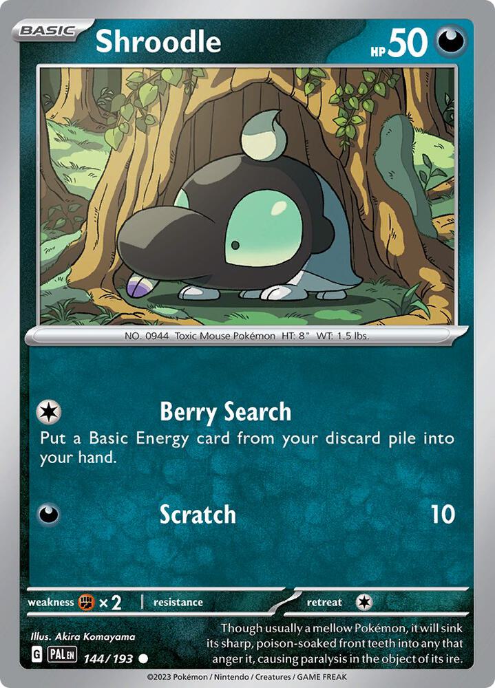Shroodle 144/193, Paldea Evolved Pokémon card