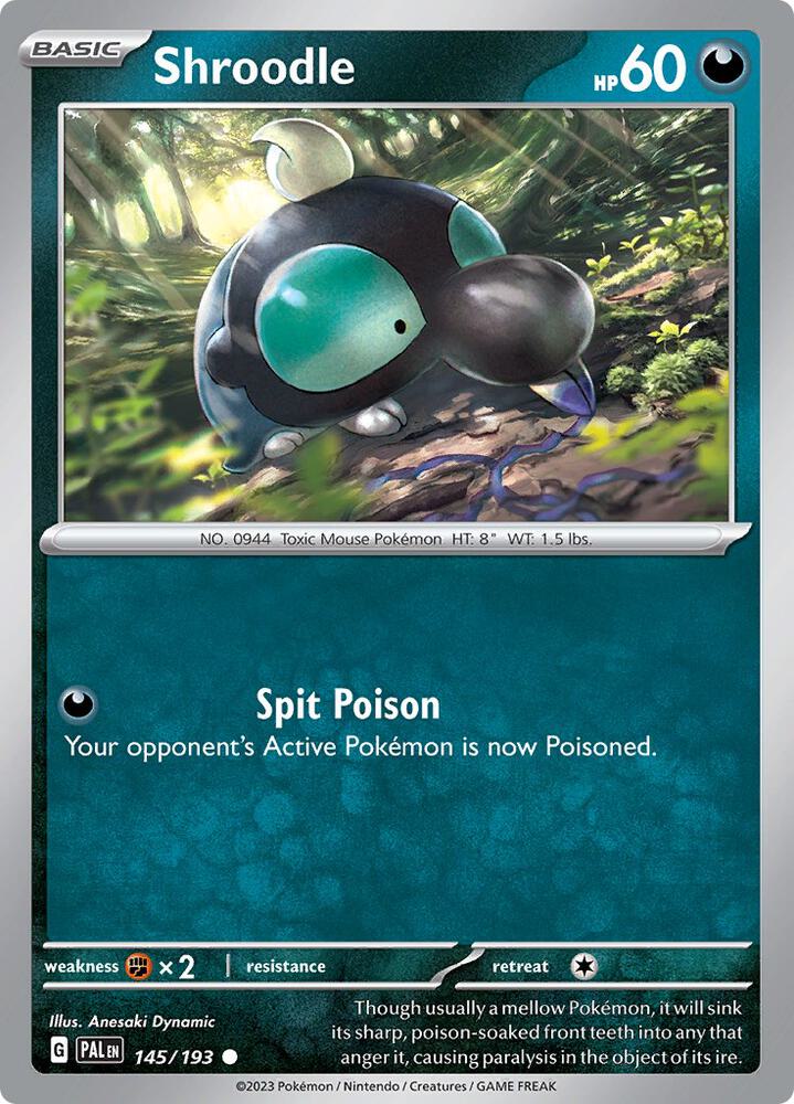 Shroodle 145/193, Paldea Evolved Pokémon card