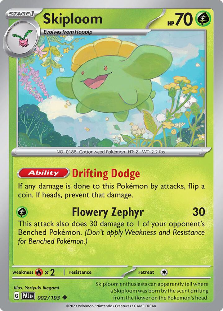 Skiploom 002/193 Reverse Holofoil, Paldea Evolved Pokémon card
