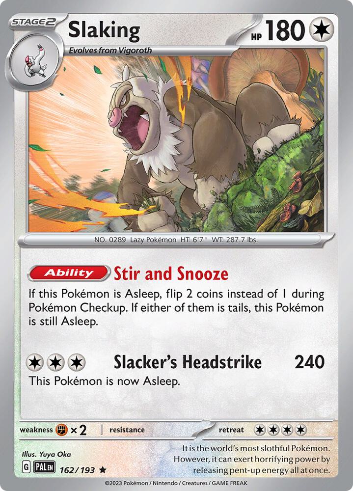 Slaking 162/193 Holofoil, Paldea Evolved Pokémon card