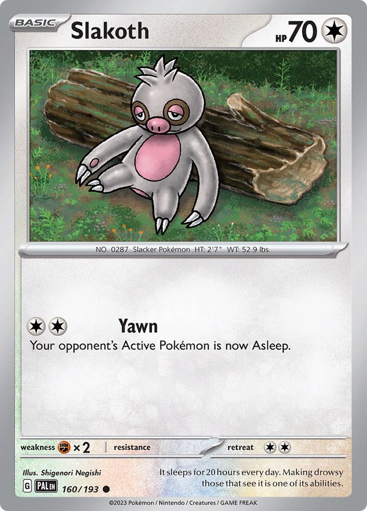 Slakoth 160/193, Paldea Evolved Pokémon card