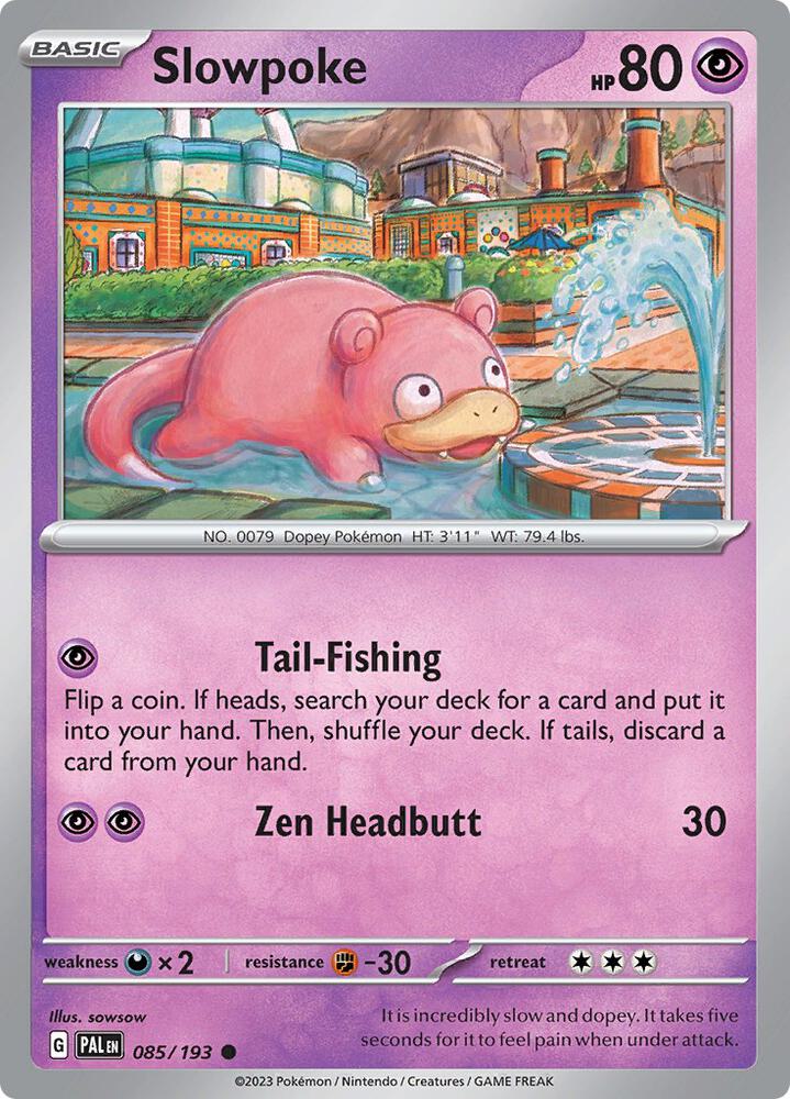 Slowpoke 085/193 Reverse Holofoil, Paldea Evolved Pokémon card
