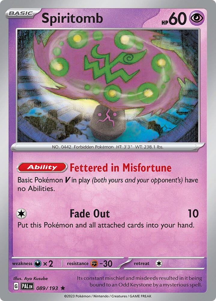 Spiritomb 089/193 Reverse Holofoil, Paldea Evolved Pokémon card