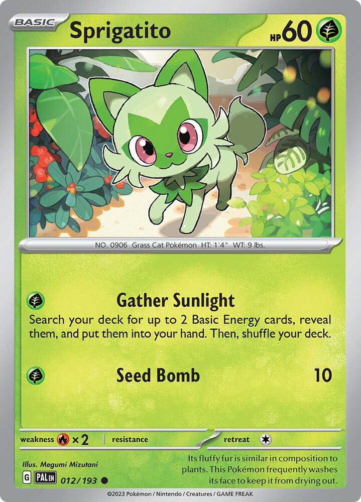 Sprigatito 012/193, Paldea Evolved Pokémon card