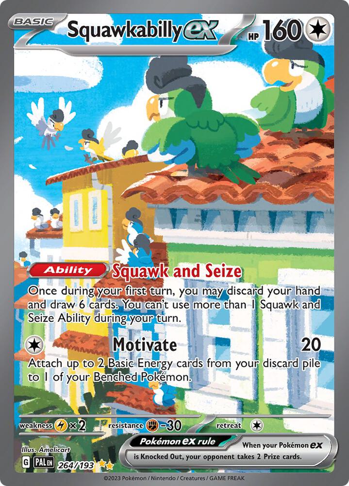 Squawkabilly ex 264/193 Holofoil, Paldea Evolved Pokémon card