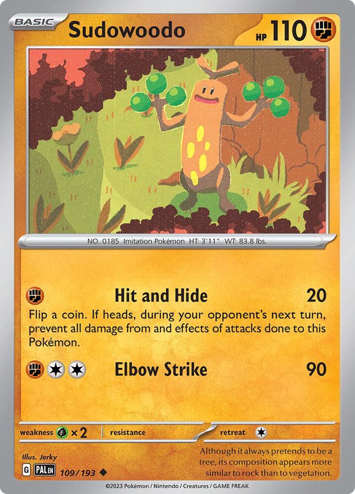 Sudowoodo 109/193, Paldea Evolved Pokémon card