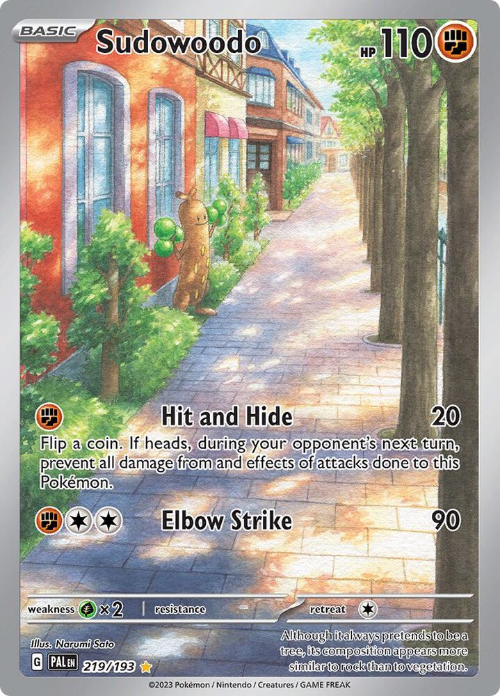 Sudowoodo 219/193 Holofoil, Paldea Evolved Pokémon card