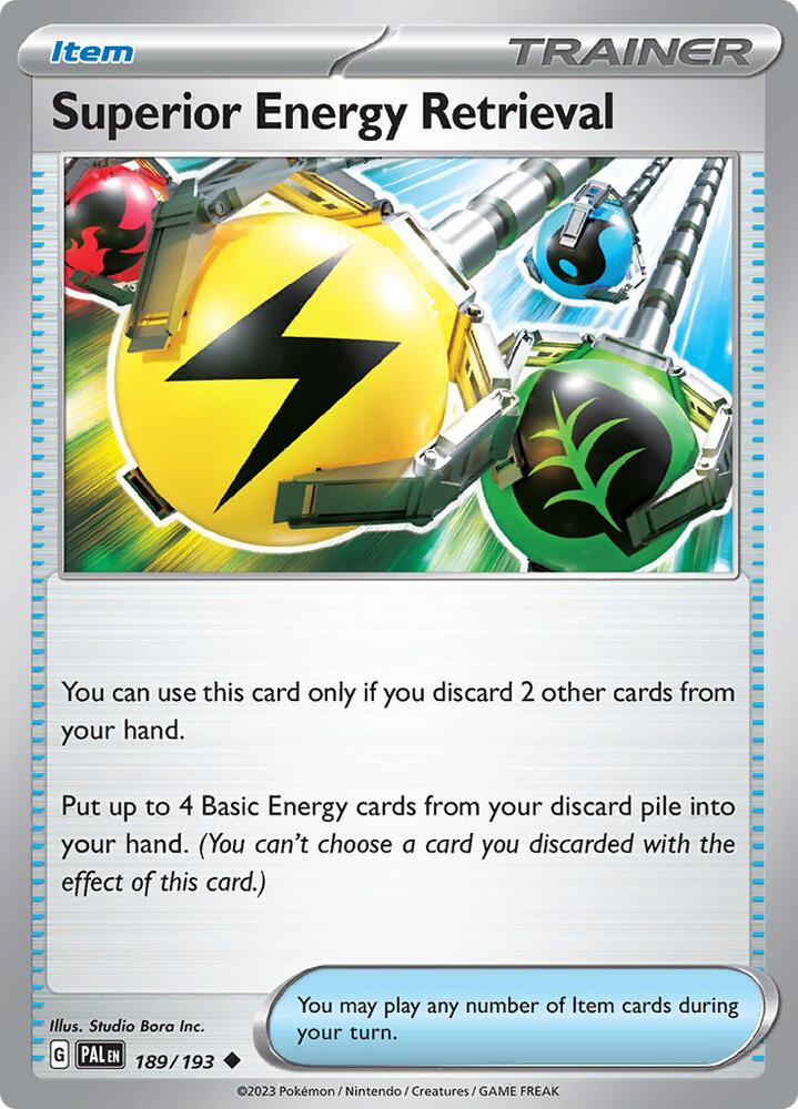 Superior Energy Retrieval 189/193 Reverse Holofoil, Paldea Evolved Pokémon card