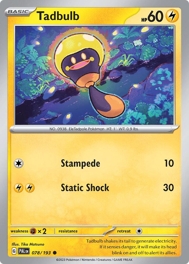 Tadbulb 078/193, Paldea Evolved Pokémon card