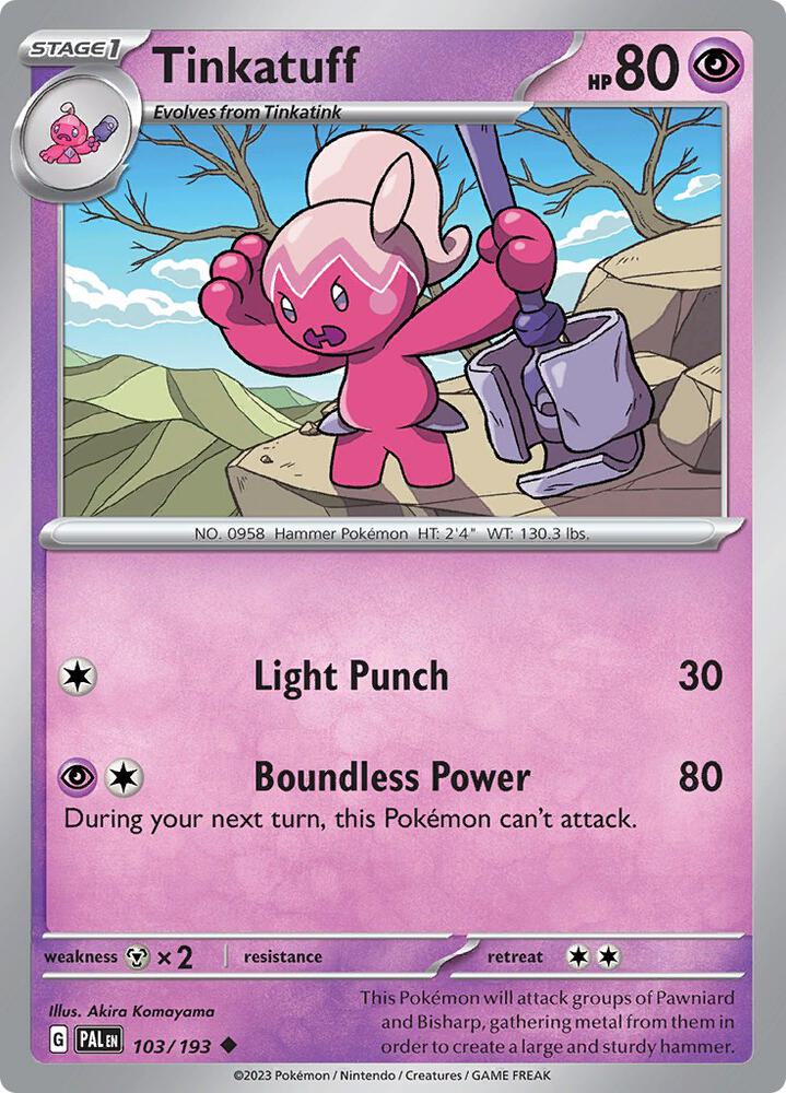 Tinkatuff 103/193 Reverse Holofoil, Paldea Evolved Pokémon card