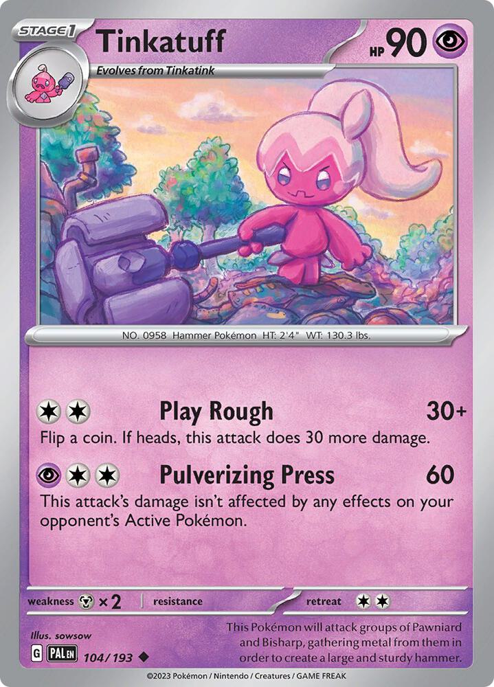 Tinkatuff 104/193 Reverse Holofoil, Paldea Evolved Pokémon card
