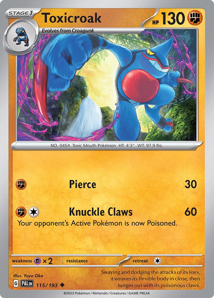 Toxicroak 115/193 Reverse Holofoil, Paldea Evolved Pokémon card