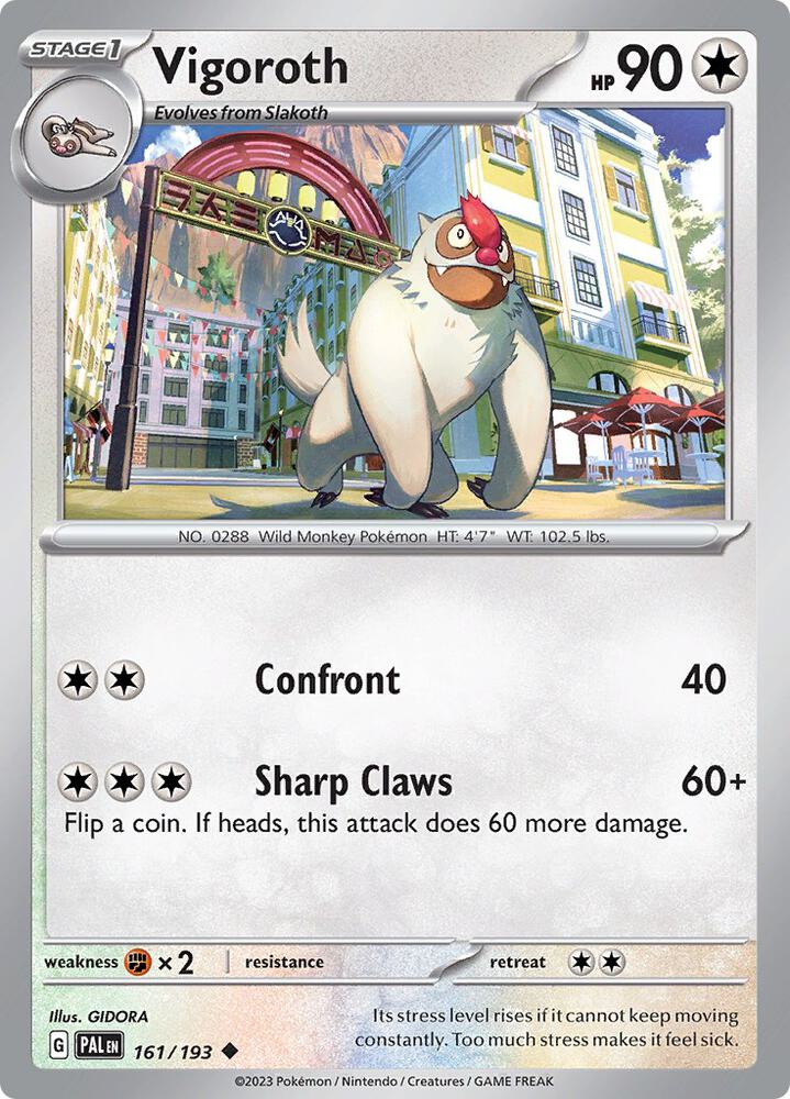 Vigoroth 161/193 Reverse Holofoil, Paldea Evolved Pokémon card