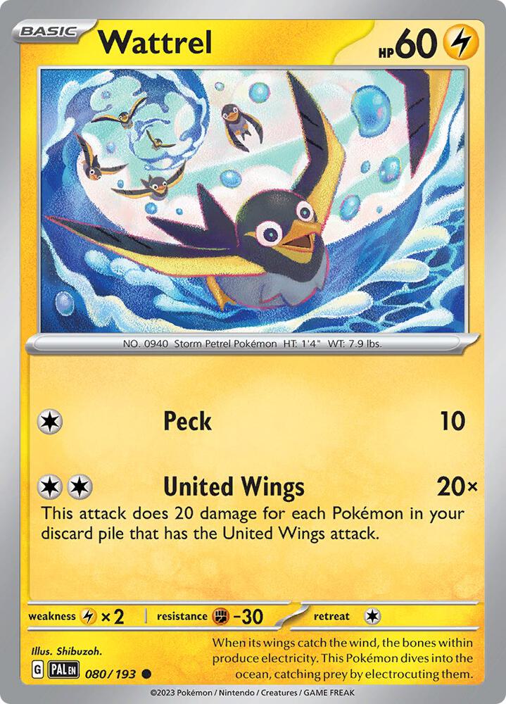 Wattrel 080/193, Paldea Evolved Pokémon card