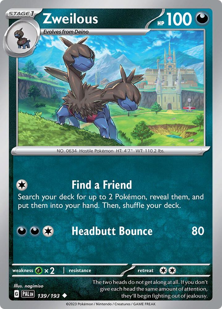 Zweilous 139/193, Paldea Evolved Pokémon card