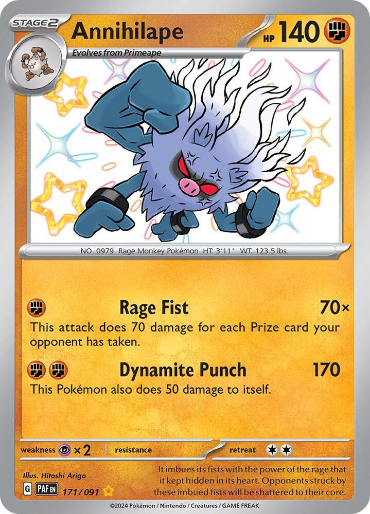 Annihilape 171/091 Holofoil, Paldean Fates Pokémon card