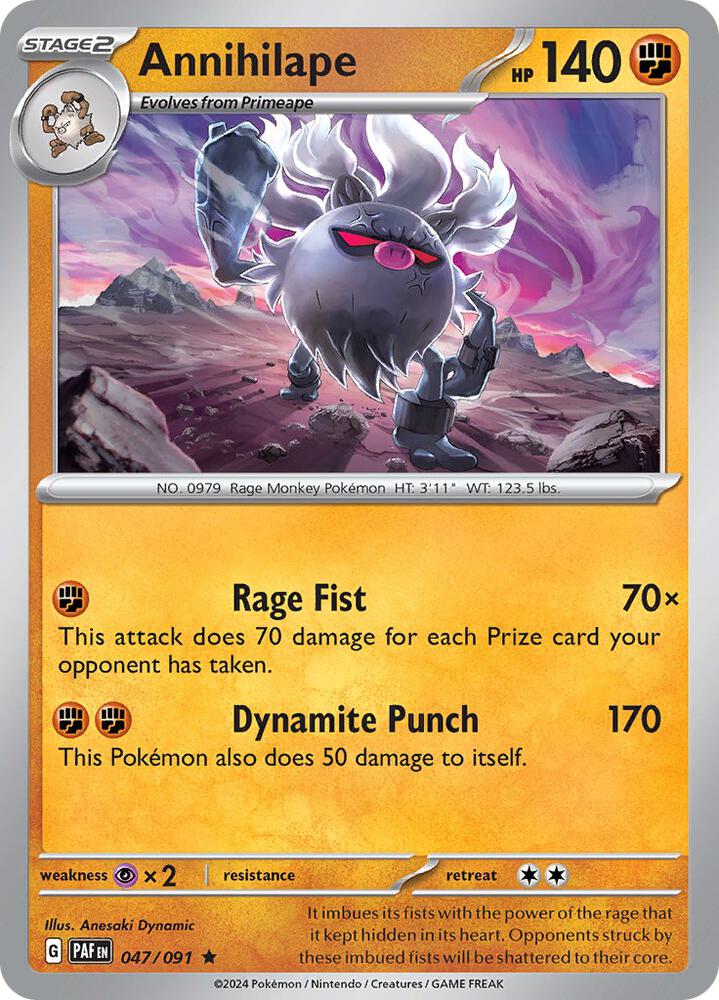Annihilape 047/091 Holofoil — Paldean Fates Pokémon card
