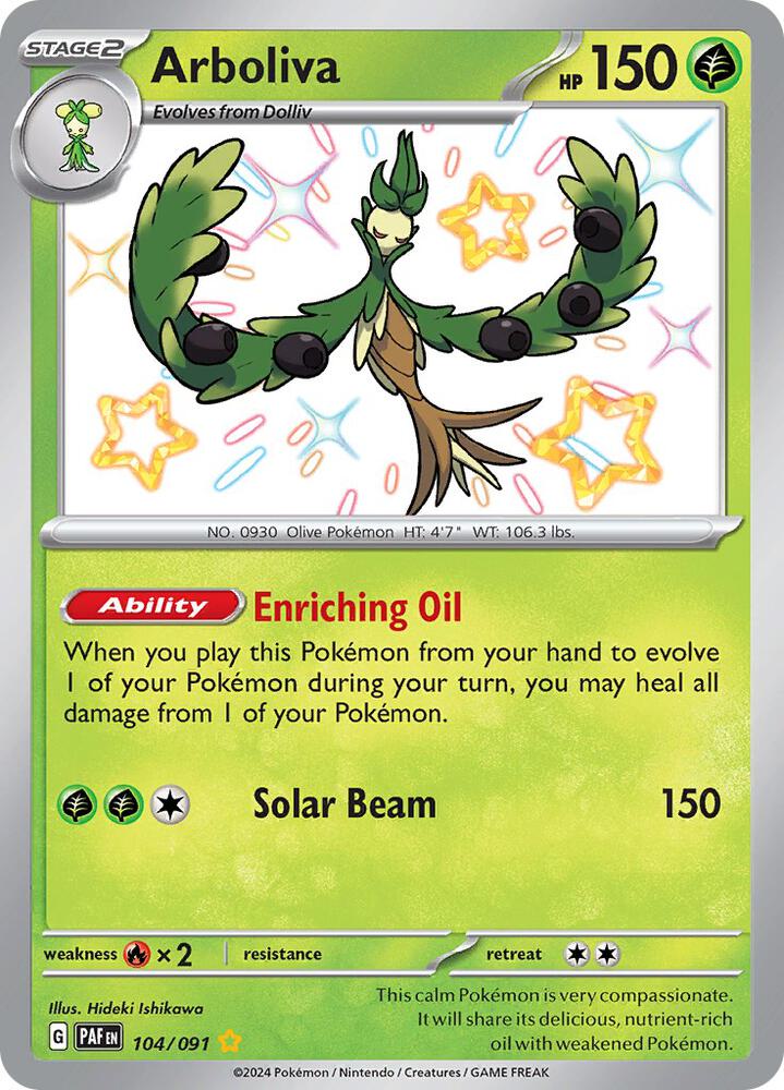 Arboliva 104/091 Holofoil — Paldean Fates Pokémon card