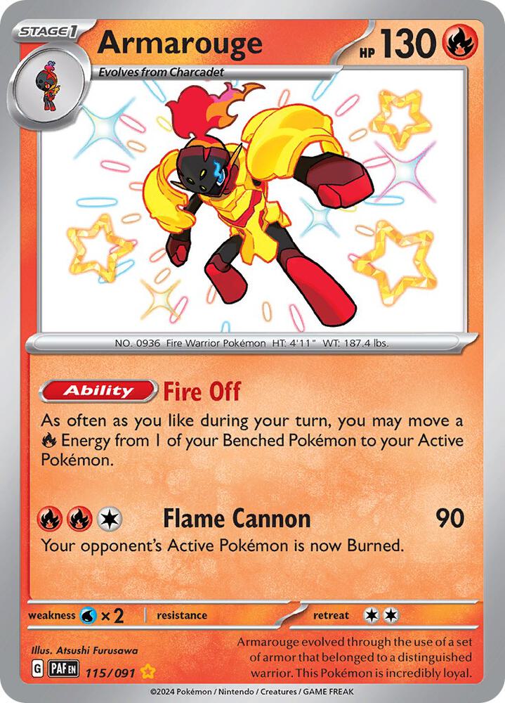Armarouge 115/091 Holofoil — Paldean Fates Pokémon card