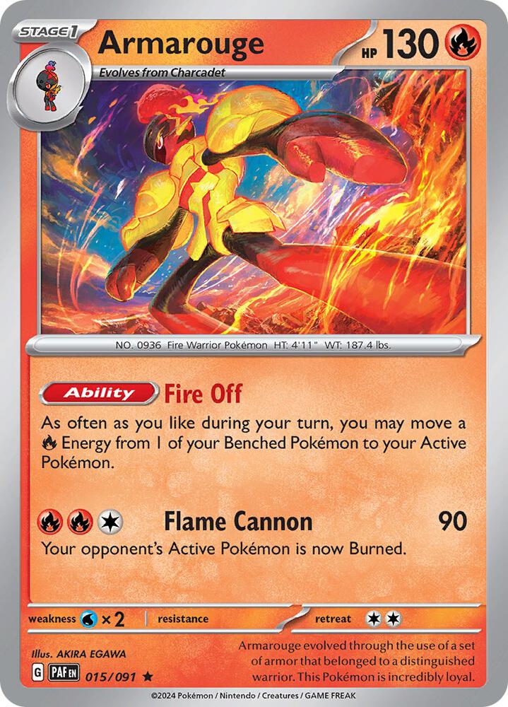 Armarouge 015/091 Reverse Holofoil — Paldean Fates Pokémon card