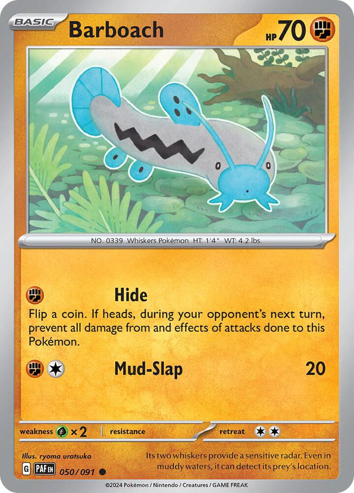 Barboach 050/091 Reverse Holofoil — Paldean Fates Pokémon card