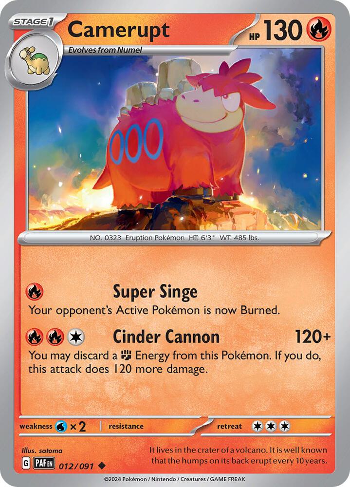 Camerupt 012/091 Reverse Holofoil — Paldean Fates Pokémon card