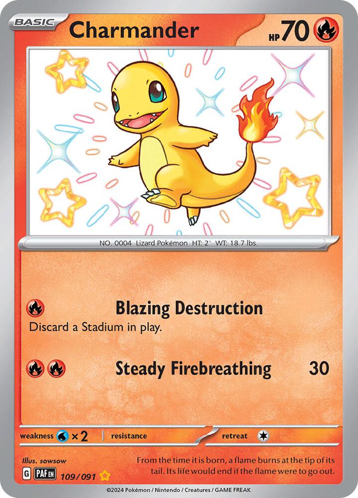 Charmander 109/091 Holofoil — Paldean Fates Pokémon card