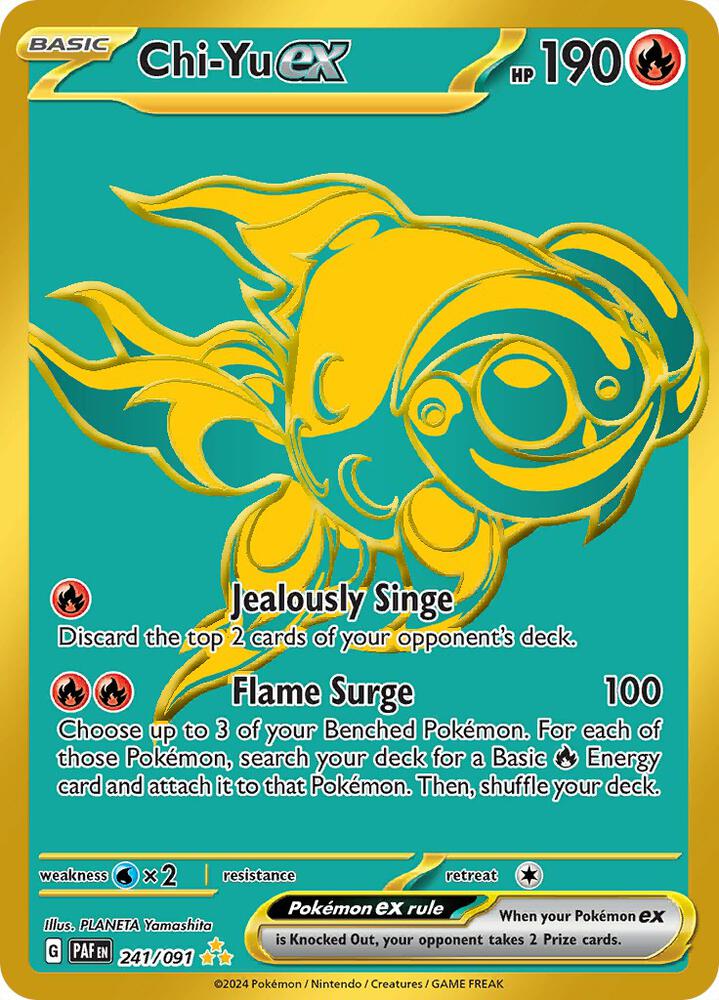 Chi-Yu ex 241/091 Holofoil, Paldean Fates Pokémon card