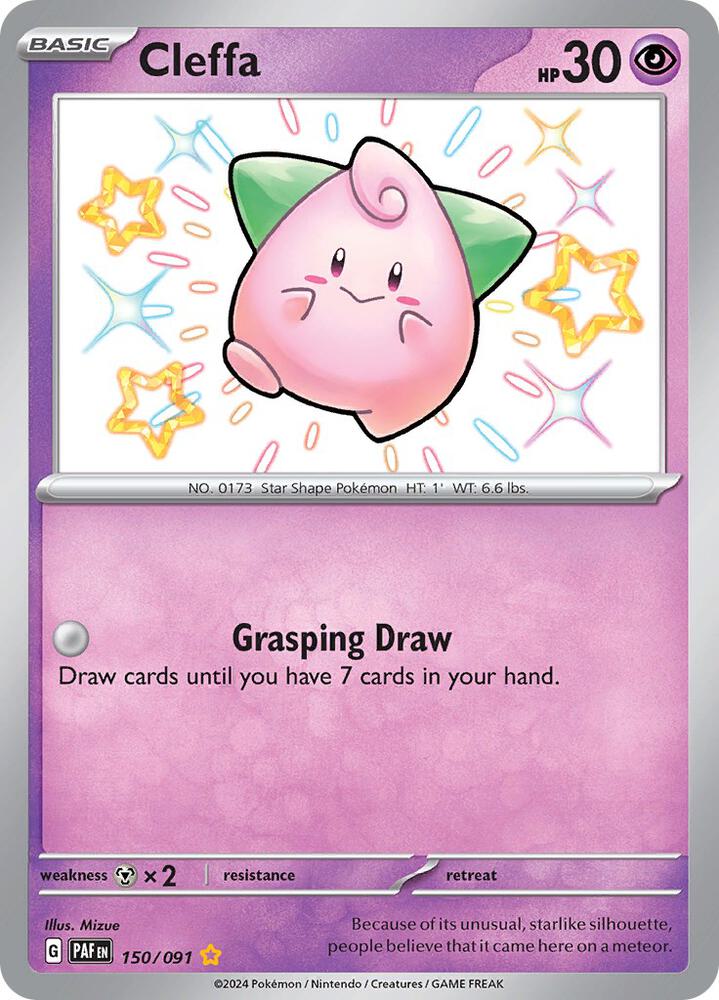 Cleffa 150/091 Holofoil, Paldean Fates Pokémon card