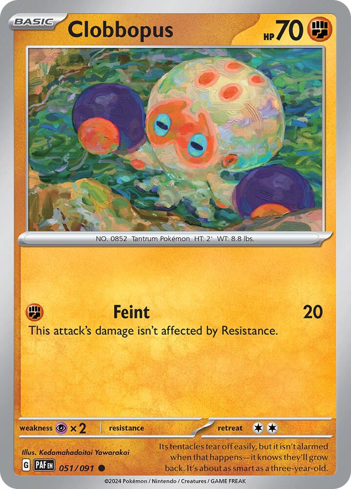 Clobbopus 051/091 Reverse Holofoil — Paldean Fates Pokémon card