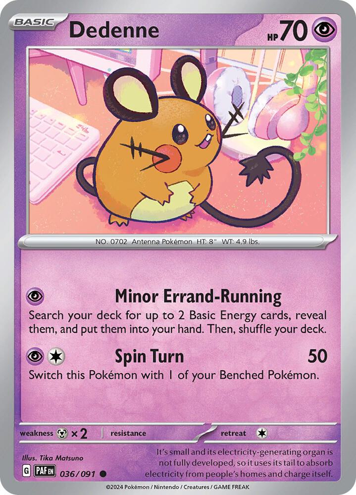 Dedenne 036/091 Reverse Holofoil — Paldean Fates Pokémon card