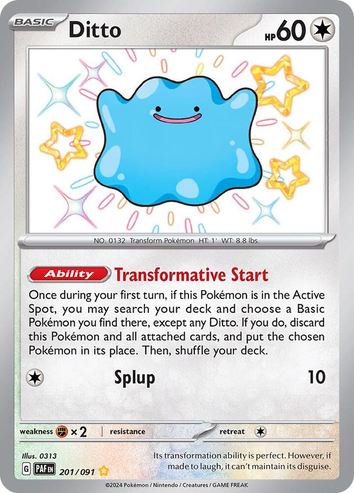 Ditto 201/091 Holofoil, Paldean Fates Pokémon card