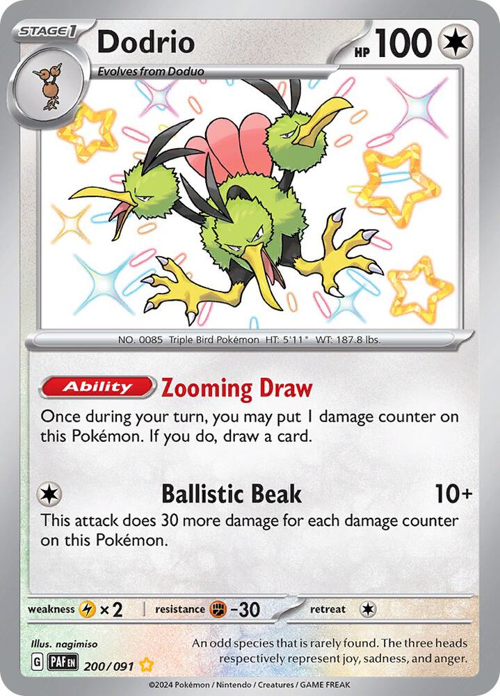 Dodrio 200/091 Holofoil, Paldean Fates Pokémon card