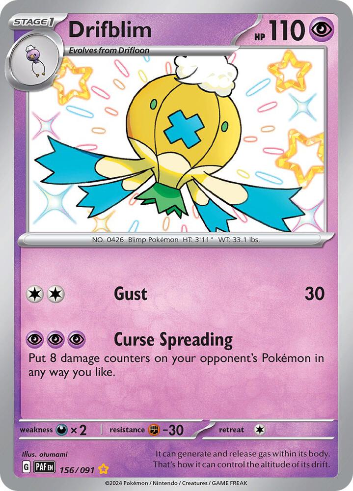 Drifblim 156/091 Holofoil, Paldean Fates Pokémon card