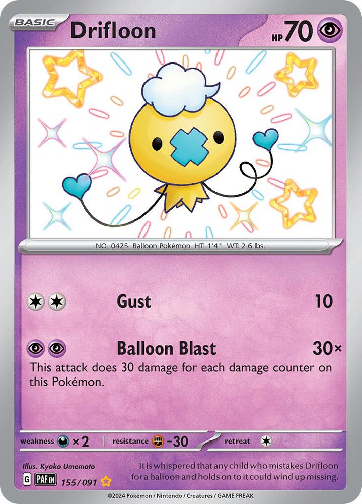 Drifloon 155/091 Holofoil, Paldean Fates Pokémon card