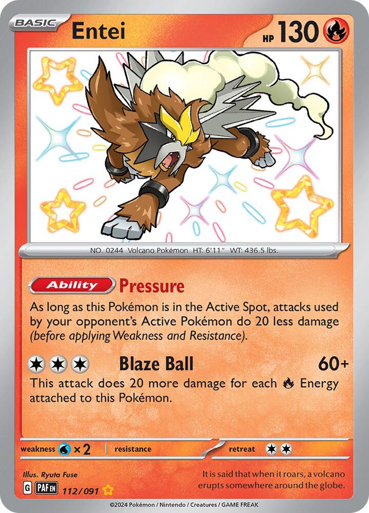 Entei 112/091 Holofoil — Paldean Fates Pokémon card