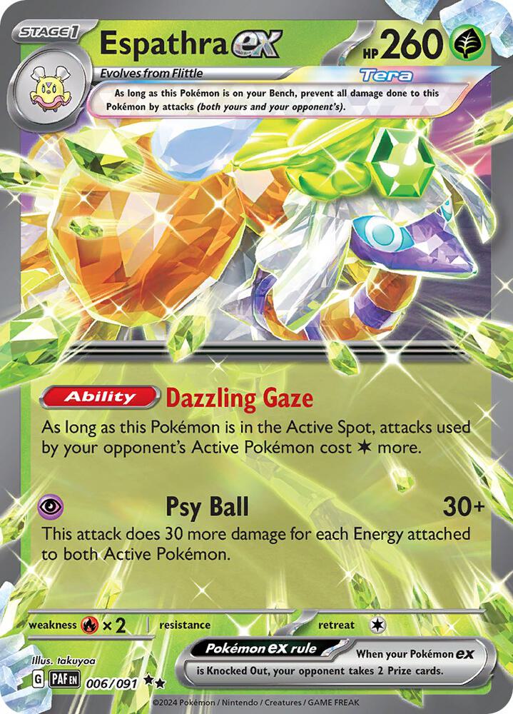 Espathra ex 006/091 Holofoil — Paldean Fates Pokémon card