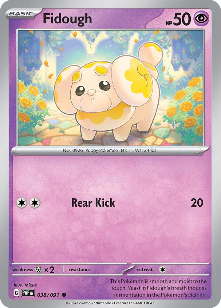 Fidough 038/091 Reverse Holofoil — Paldean Fates Pokémon card