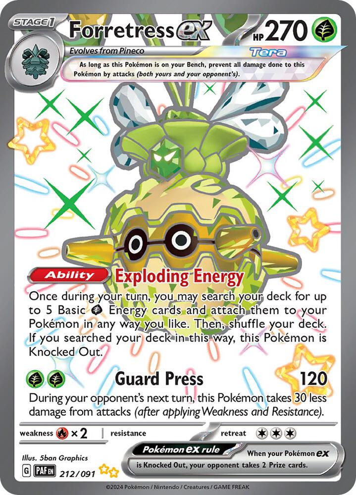 Forretress ex 212/091 Holofoil, Paldean Fates Pokémon card