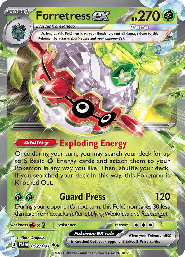 Forretress ex 002/091 Holofoil — Paldean Fates Pokémon card