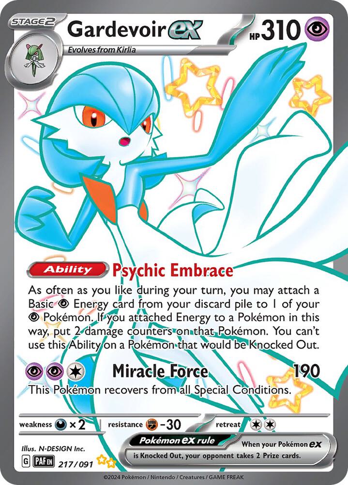 Gardevoir ex 217/091 Holofoil, Paldean Fates Pokémon card