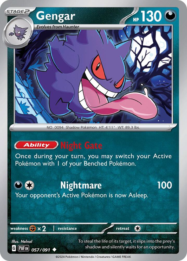 Pokemon - Paldean Fates - Gengar - 057/091 - Reverse Holofoil