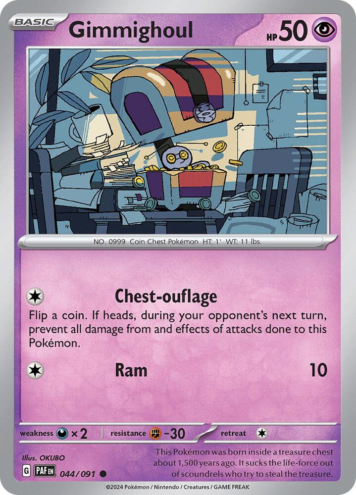 Gimmighoul 044/091 Reverse Holofoil — Paldean Fates Pokémon card