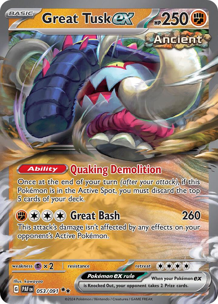 Great Tusk ex 053/091 Holofoil — Paldean Fates Pokémon card